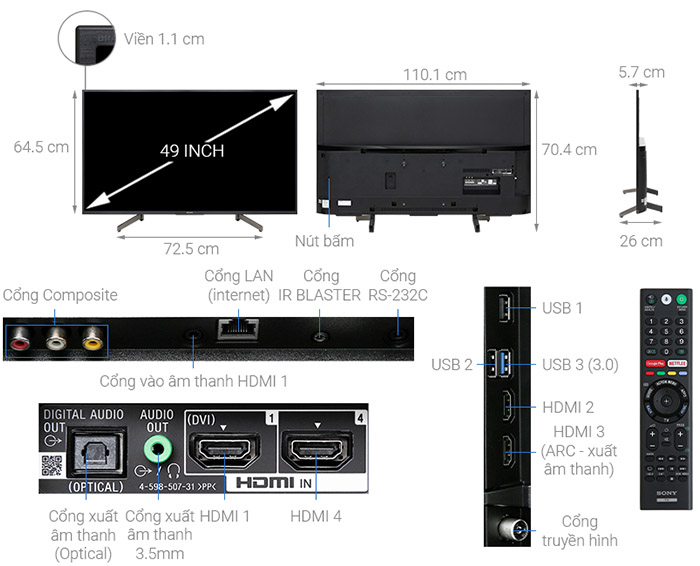 Image Android Tivi Sony 4K 49 inch KD-49X8000G 1