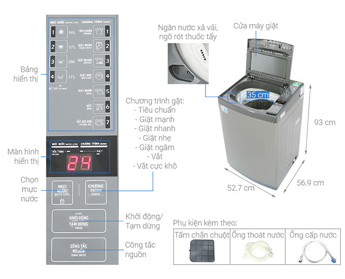Image Máy giặt Aqua 8 KG AQW-KS80GT S 3