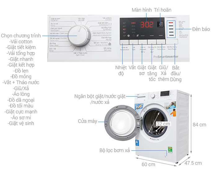 Image Máy giặt Beko Inverter 7 kg WTE 7512 XS0 1