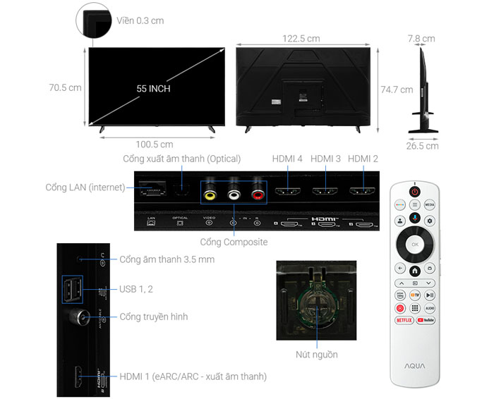 Image Google Tivi Aqua 4K 55 inch AQT55K85FUX 3
