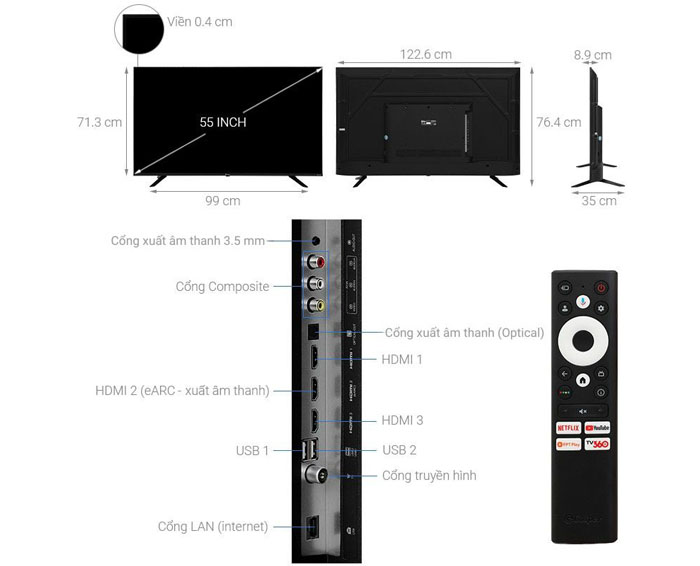 Image Google Tivi Casper 4K 55 inch D55UGC620 3