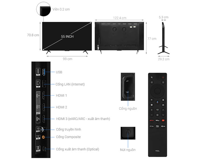 Image Google Tivi QD-Mini LED TCL AI 4K 55 inch 55C6KS 4