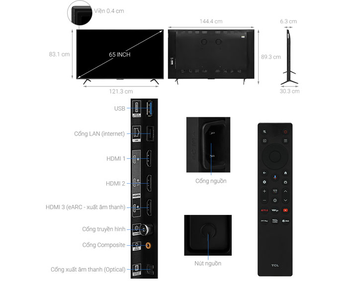 Image Google Tivi QD-Mini LED TCL AI 4K 65 inch 65C6KS 4