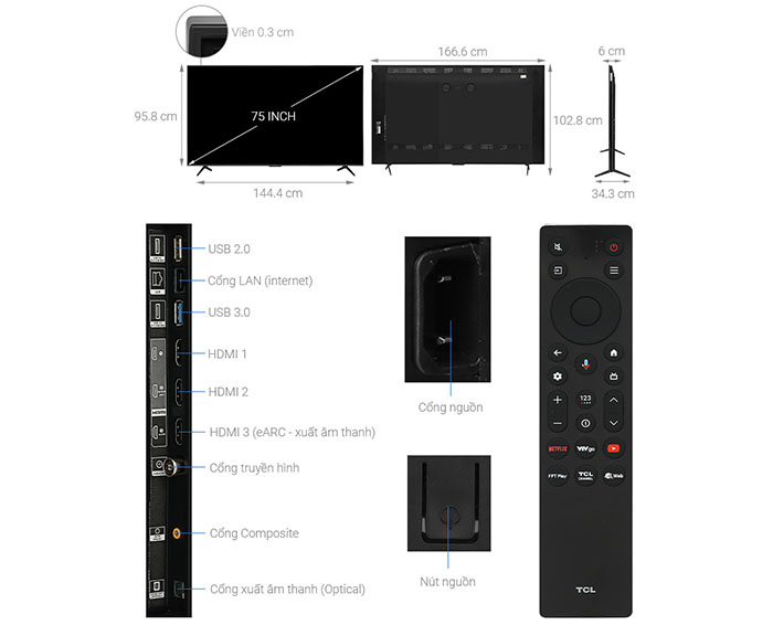 Image Google Tivi QD-Mini LED TCL AI 4K 75 inch 75C6KS 4