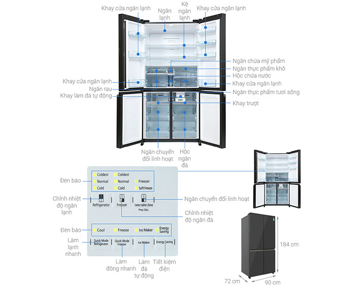 Image Tủ lạnh Hitachi Inverter 569 lít Multi Door R-WB640PGV1 GMG 3