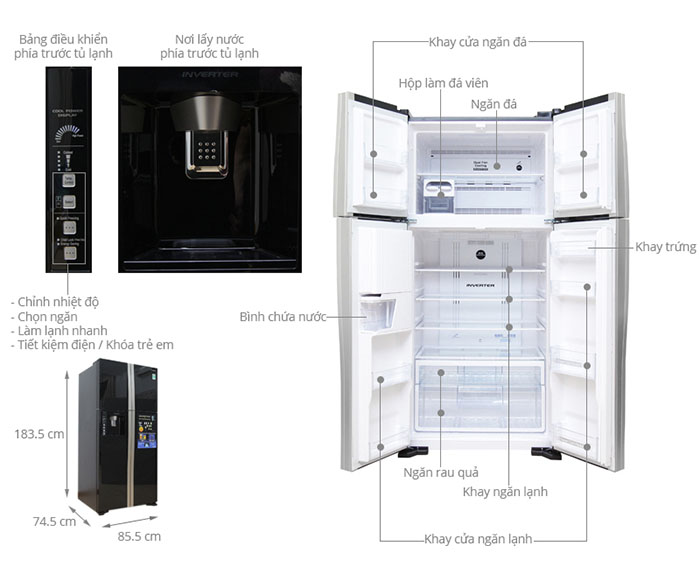 Image Tủ lạnh Hitachi Inverter 540 lít R-W660PGV3 1