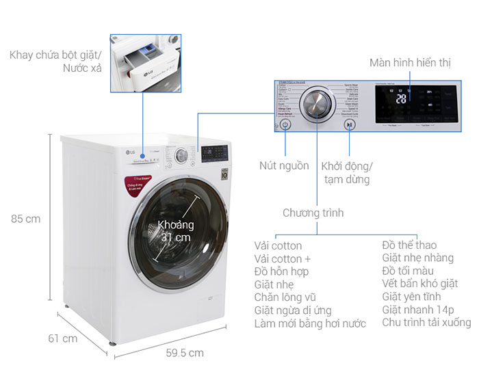 Image Máy giặt LG Inverter 9 kg FC1409S2W 4
