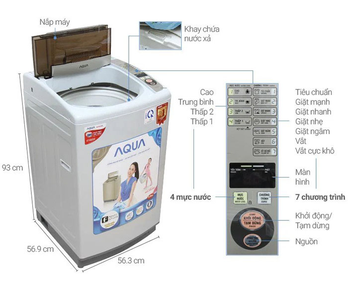 Image Máy giặt 7.2 Kg AQua AQW-S72CT.H2 1