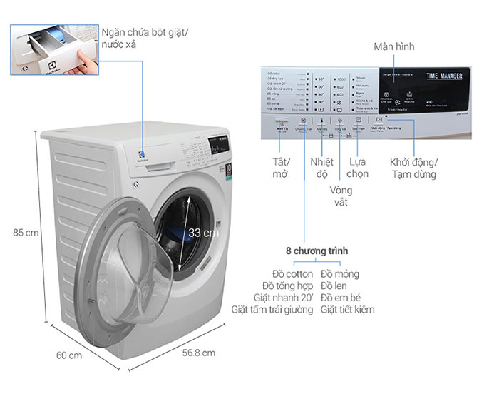 Image Máy giặt Electrolux Inverter 7.5 kg EWF10744 1