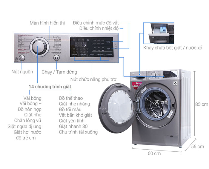 Image Máy giặt LG Inverter 8 kg FC1408S3E 3