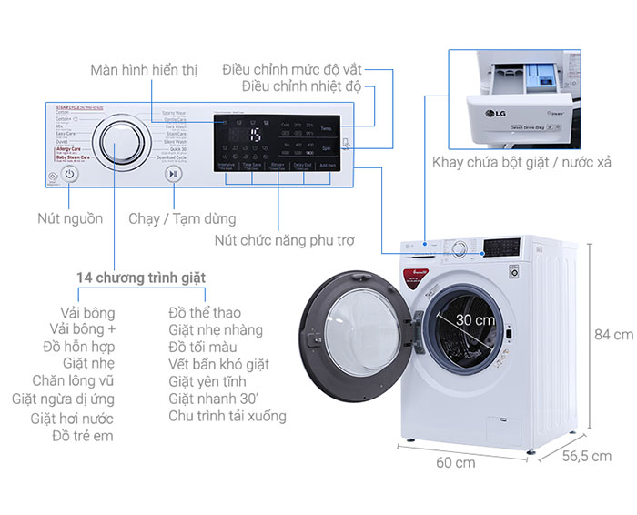 Image Máy giặt LG Inverter 8 kg FC1408S4W2 5