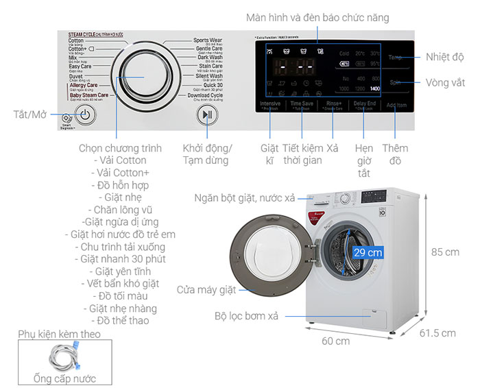 Image Máy giặt LG Inverter 8 kg FC1408S5W 4
