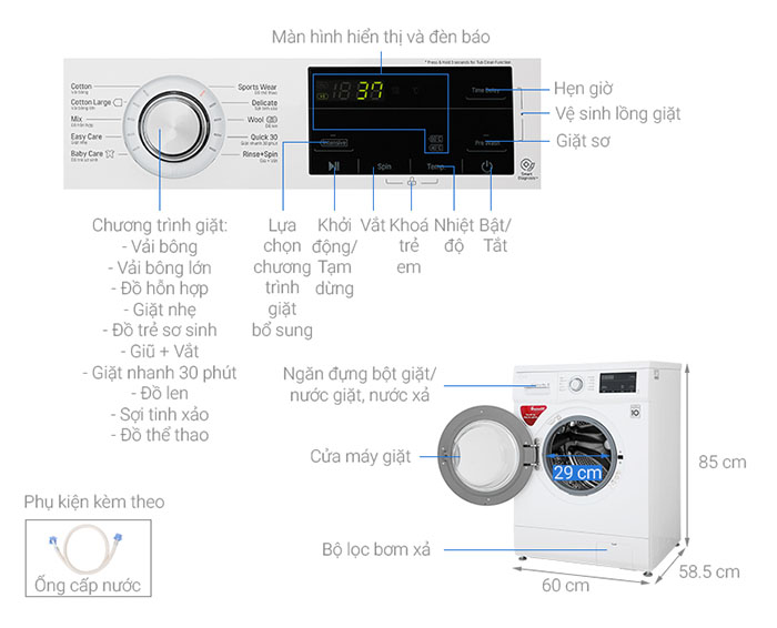 Image Máy giặt LG Inverter 9 kg FM1209N6W 2