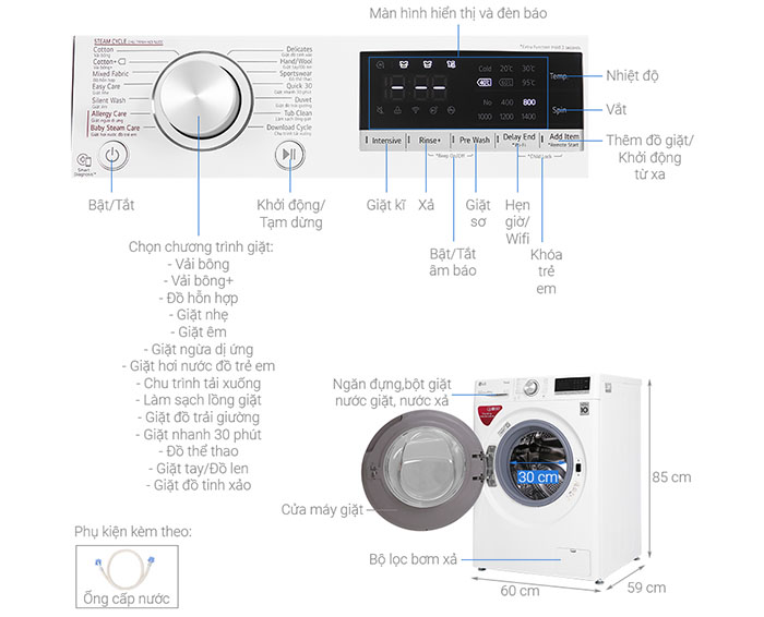 Image Máy giặt LG Inverter 8.5 kg FV1408S4W 1