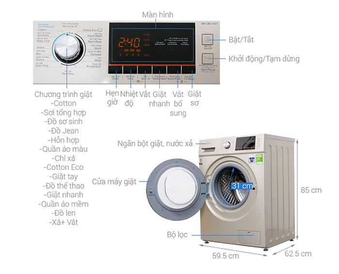 Image Máy giặt Midea 9 kg MFC90-1401 2