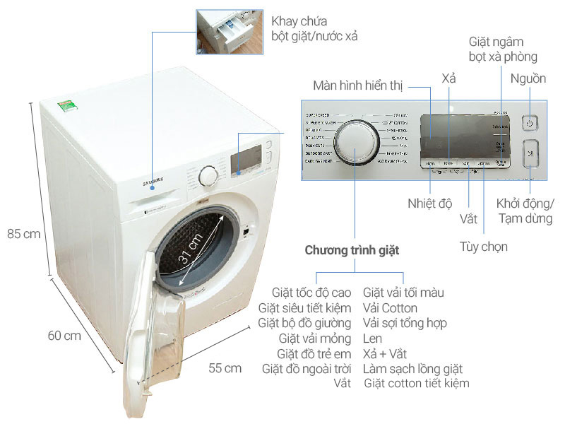 Image Máy giặt Samsung Inverter 10.5 kg WW10J6413EW/SV 2