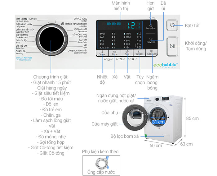 Image Máy giặt Samsung Addwash Inverter 10 kg WW10K54E0UW/SV 1