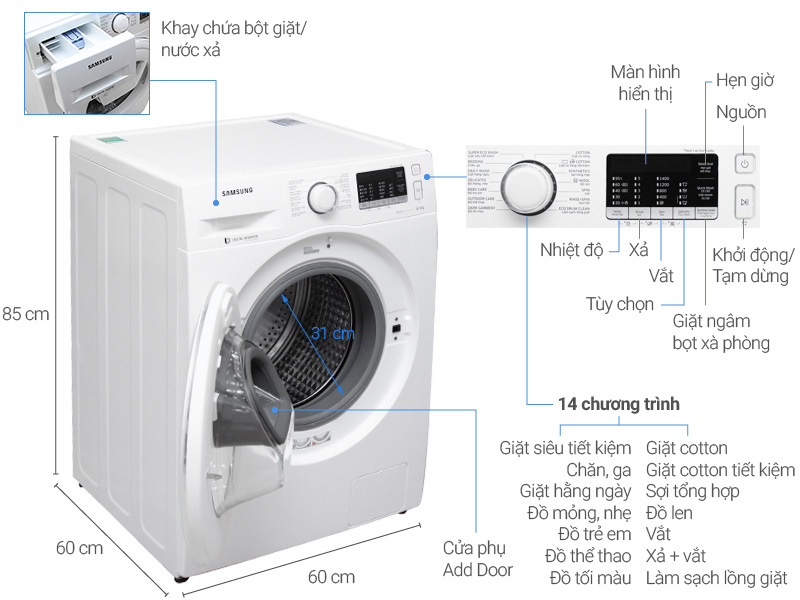 Image Máy giặt Samsung AddWash inverter 8 kg WW80K5410WW/SV 5