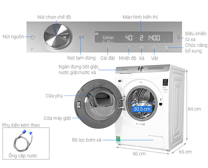 Image Máy giặt Samsung Inverter 9 Kg WW90TP54DSH/SV 1