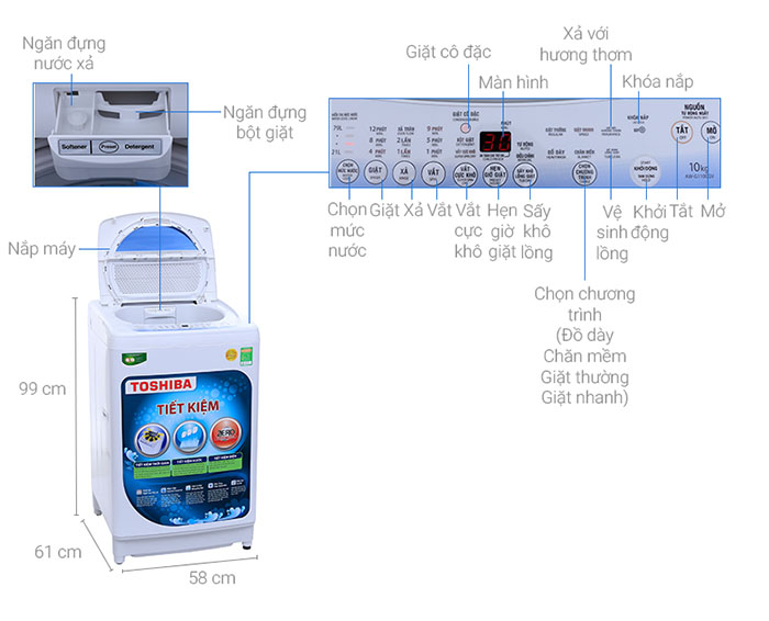 Image Máy giặt Toshiba 10 kg AW-G1100GV 7