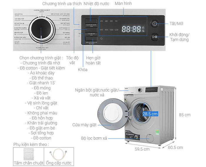 Image Máy giặt Toshiba Inverter 9.5 Kg TW-BK105S3V(SK) 2