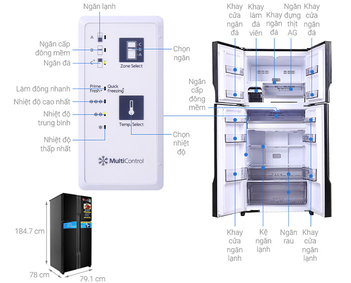 Image Tủ lạnh Panasonic Inverter 550 lít Multi Door NR-DZ601VGKV 4