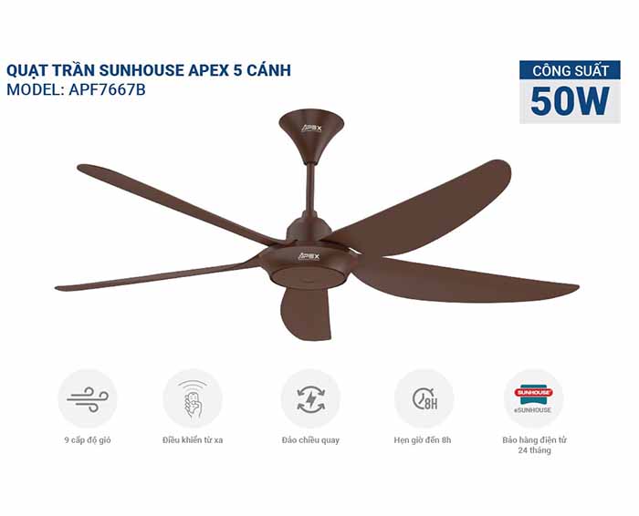 Image Quạt Trần Sunhouse Apex 5 Cánh APF7667YB 4