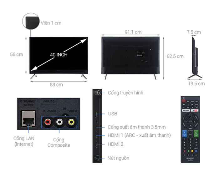 Image Smart Tivi Sharp 40 inch LC-40SA5500X 1