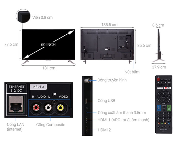 Image Smart Tivi Sharp 4K 60 inch LC-60UA6500X 1