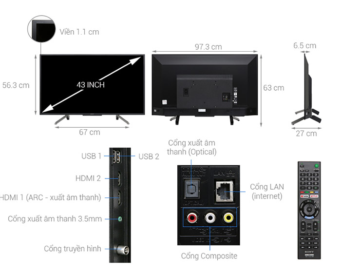 Image Smart Tivi Sony 43 inch KDL-43W660G 1