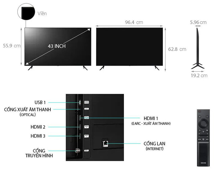 Image Smart Tivi Samsung 4K 43 inch 43AU7000 4