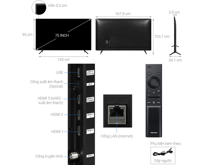 Image Smart Tivi Samsung 4K 75 inch UA75AU7000 4
