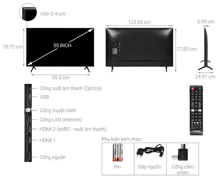 Image Smart Tivi Samsung 4K 55 inch UA55TU7000 4