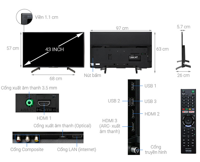 Image Smart Tivi Sony 4K 43 inch KD-43X7000G 1