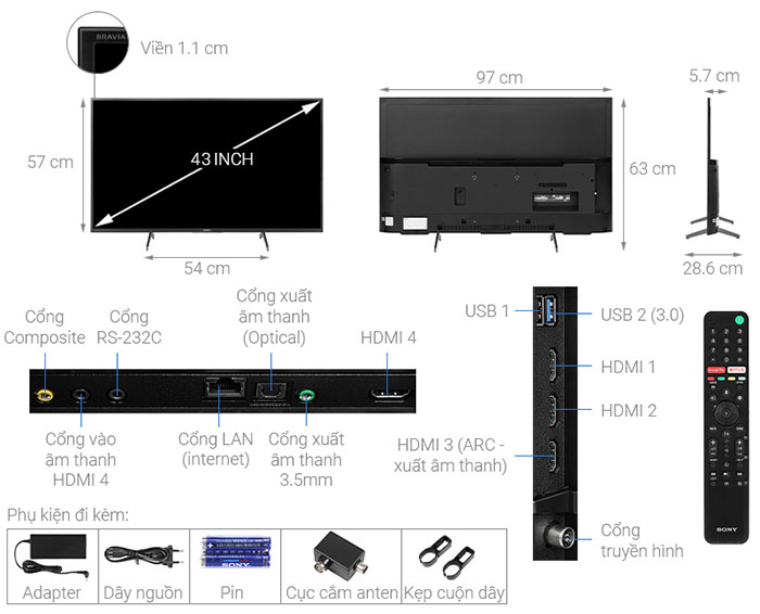 Image Android Tivi Sony 4K 43 inch KD-43X8000H 2