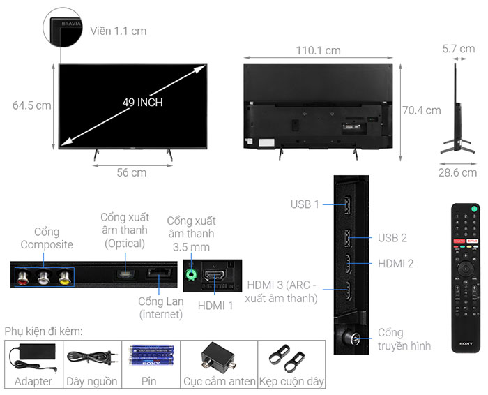Image Android Tivi Sony 4K 49 inch KD-49X7500H 1