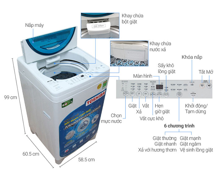 Image Máy giặt Toshiba 8.2 kg AW-F920LV WB 1