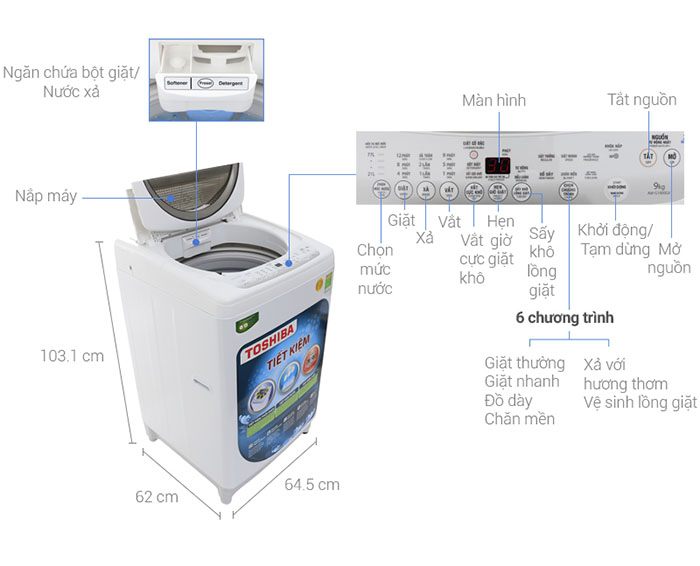 Image Máy giặt Toshiba 9kg AW-G1000GV WG 4