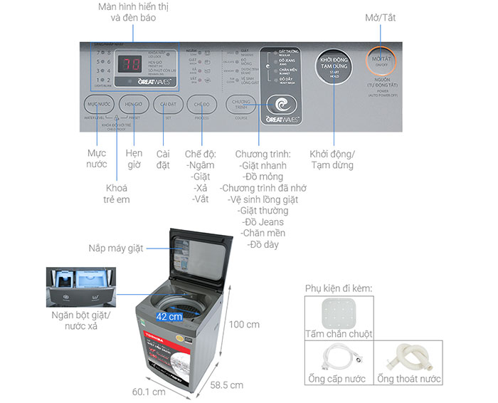 Image Máy giặt Toshiba Inverter 12 kg AW-DUK1300KV(SG) 4