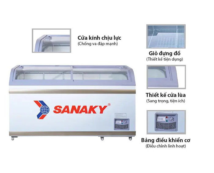 Image Tủ đông mặt kính cong Sanaky VH-8088K 800 lít 1