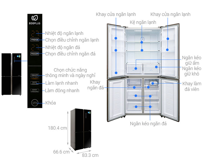 Image Tủ lạnh Aqua Inverter 456 lít Multi Door AQR-IG525AM GB  1