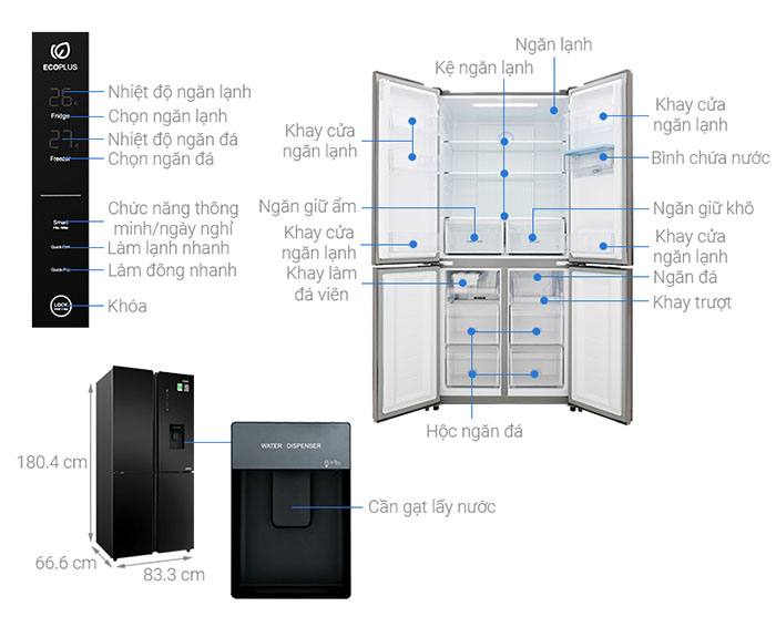 Image Tủ lạnh Aqua Inverter 456 lít AQR-IGW525EM GB 3