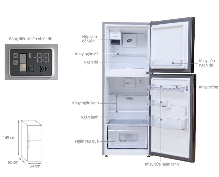 Image Tủ lạnh Beko Inverter 230 lít RDNT230I50VZX 3