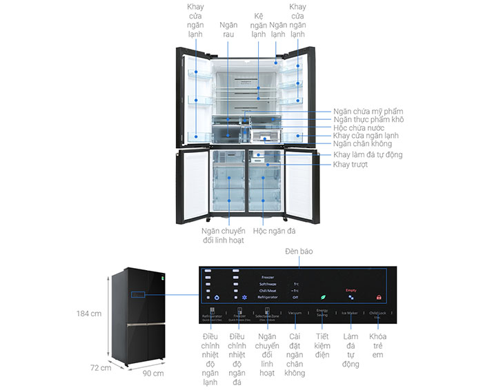 Image Tủ lạnh Hitachi Inverter 569 lít Multi Door R-WB640VGV0 GBK 3