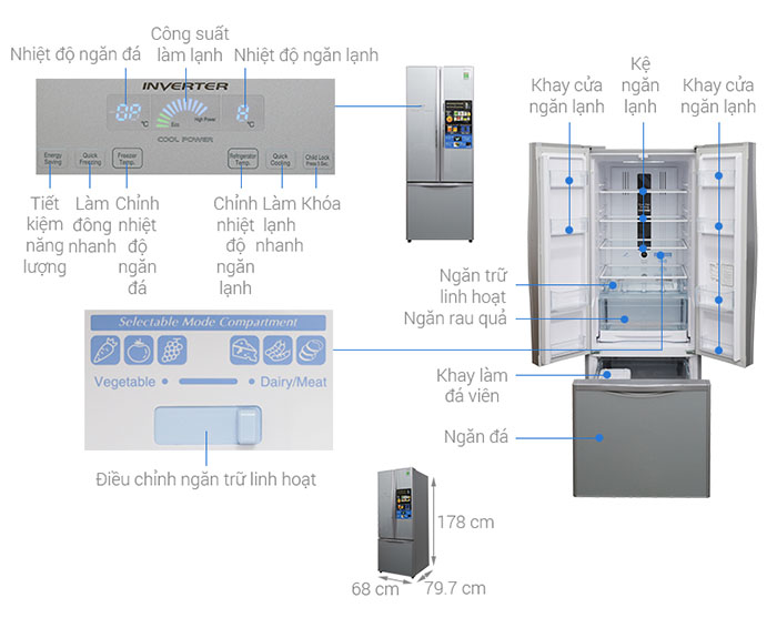 Image Tủ lạnh Hitachi Inverter 382 lít R-WB475PGV2 1