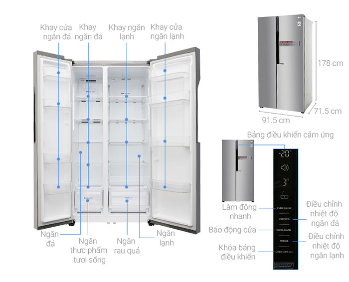 Image Tủ lạnh LG Inverter 613 lít GR-B247JDS 1