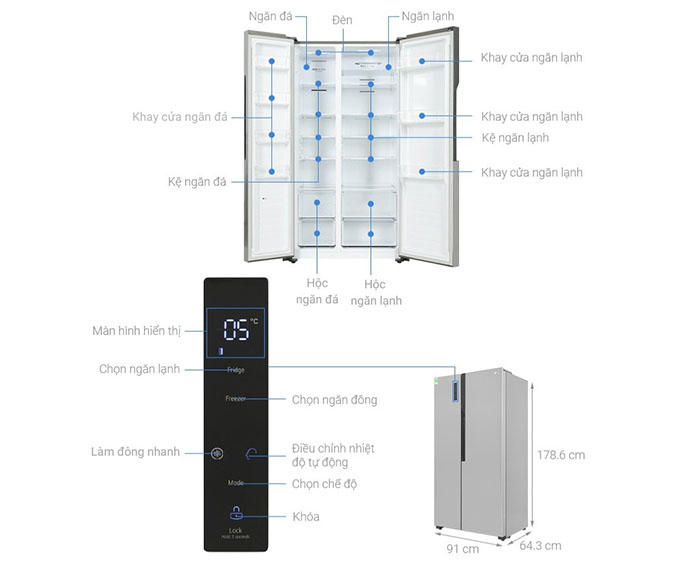 Image Tủ lạnh LG Inverter 519 lít Side By Side GR-B256JDS 3