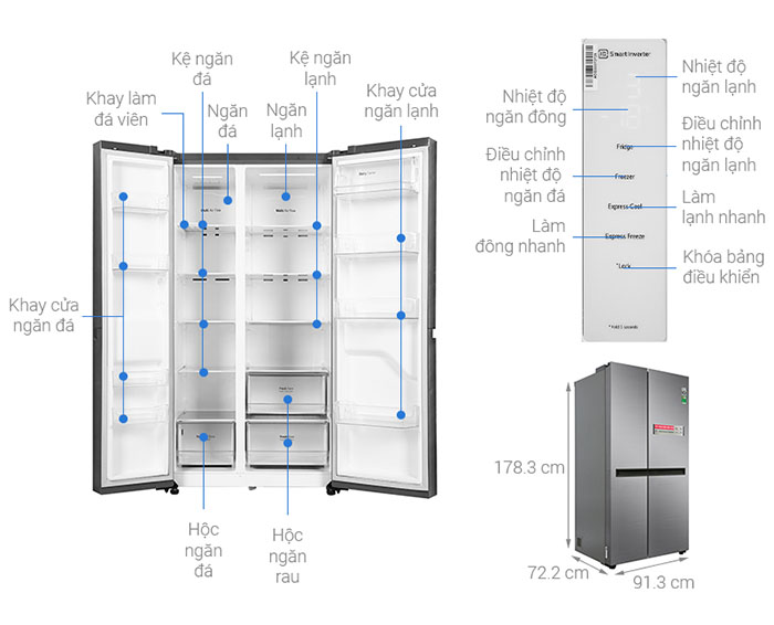 Image Tủ lạnh LG Inverter 649 Lít GR-B257JDS 1