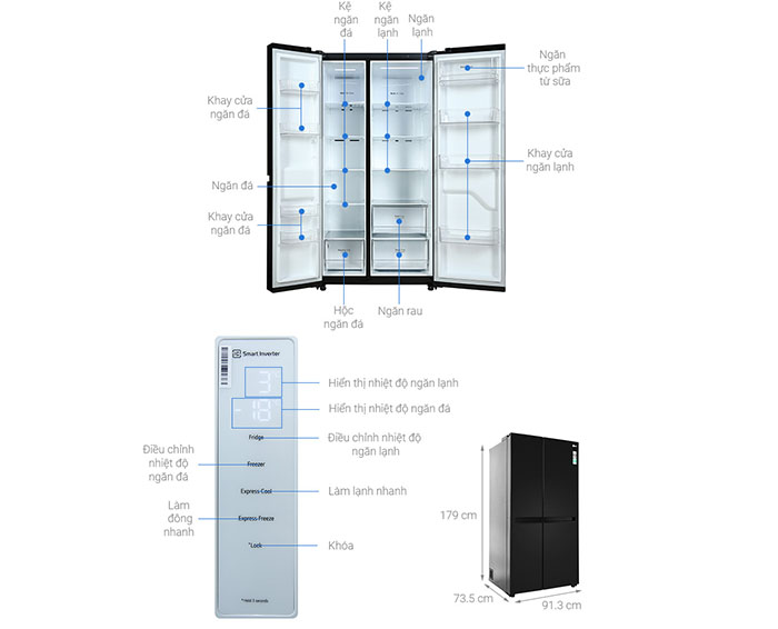 Image Tủ lạnh LG Inverter 649 Lít GR-B257WB 3