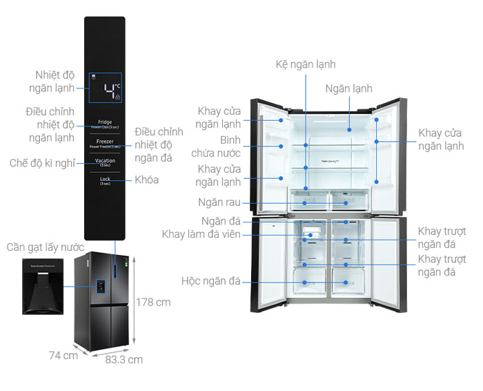 Image Tủ lạnh Samsung Inverter 488 lít Multi Door RF48A4010B4/SV 4